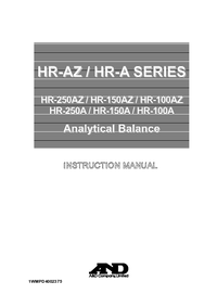 Thumbnail of document Manual - HR-A / HR-AZ Series